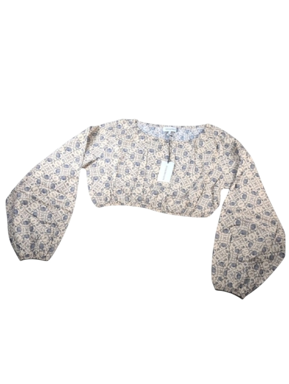 WeWoreWhat Cropped Bubble Top in Seashell Tiles Size Large